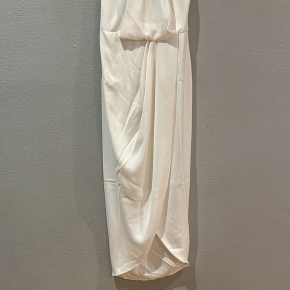 Shona joy x Revolve Knotted Neckline Tulip Hem Draped Dress Gown Ivory NWT - Picture 13 of 14